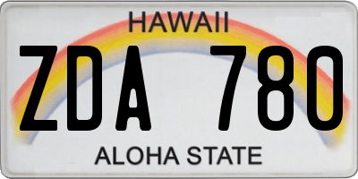 HI license plate ZDA780