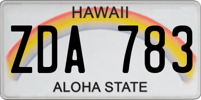 HI license plate ZDA783