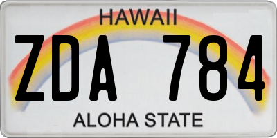 HI license plate ZDA784