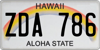 HI license plate ZDA786