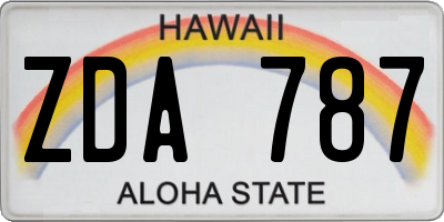 HI license plate ZDA787