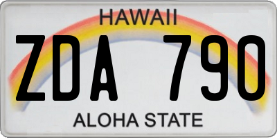 HI license plate ZDA790