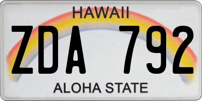 HI license plate ZDA792