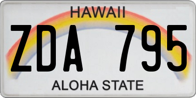 HI license plate ZDA795