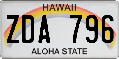 HI license plate ZDA796