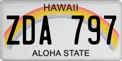 HI license plate ZDA797
