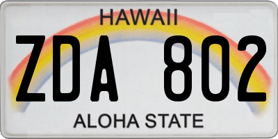 HI license plate ZDA802