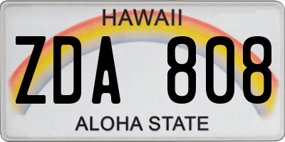 HI license plate ZDA808
