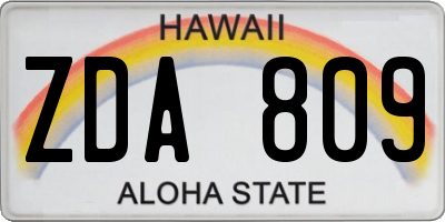 HI license plate ZDA809