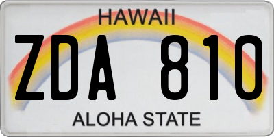 HI license plate ZDA810