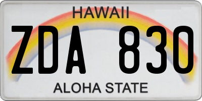 HI license plate ZDA830