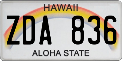 HI license plate ZDA836