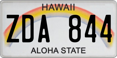 HI license plate ZDA844