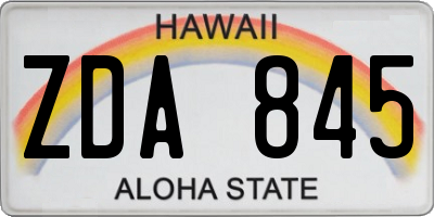 HI license plate ZDA845