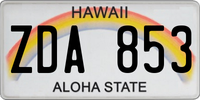 HI license plate ZDA853
