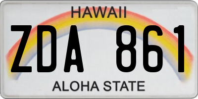 HI license plate ZDA861