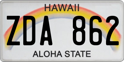HI license plate ZDA862