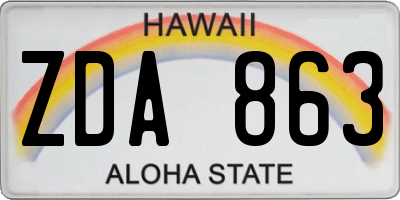 HI license plate ZDA863