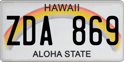 HI license plate ZDA869