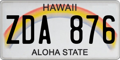 HI license plate ZDA876