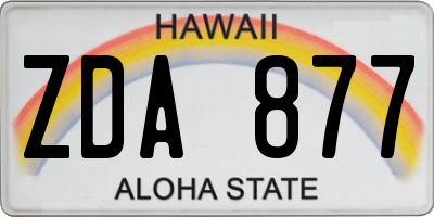 HI license plate ZDA877