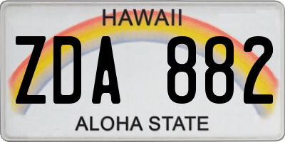HI license plate ZDA882
