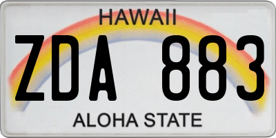 HI license plate ZDA883