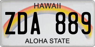 HI license plate ZDA889