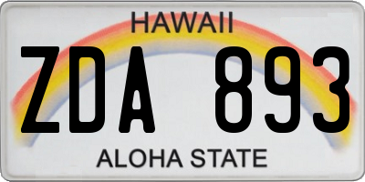HI license plate ZDA893