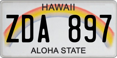 HI license plate ZDA897