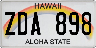 HI license plate ZDA898