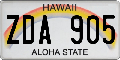 HI license plate ZDA905