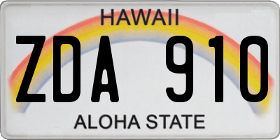 HI license plate ZDA910