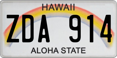 HI license plate ZDA914