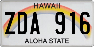 HI license plate ZDA916