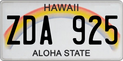 HI license plate ZDA925