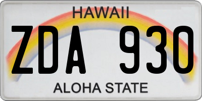 HI license plate ZDA930