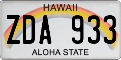HI license plate ZDA933