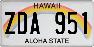 HI license plate ZDA951