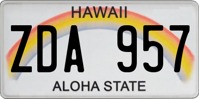 HI license plate ZDA957
