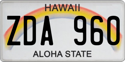 HI license plate ZDA960