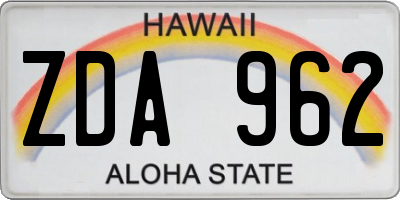 HI license plate ZDA962