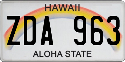 HI license plate ZDA963
