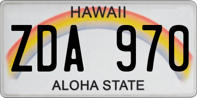 HI license plate ZDA970