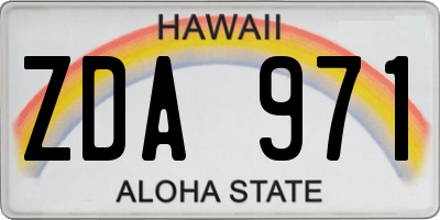 HI license plate ZDA971