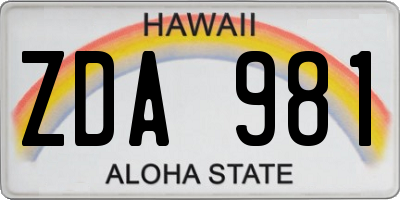 HI license plate ZDA981