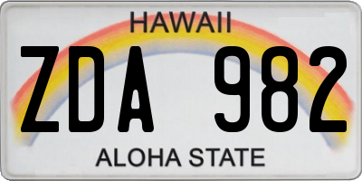 HI license plate ZDA982