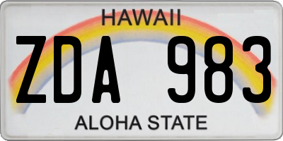 HI license plate ZDA983