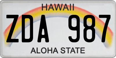HI license plate ZDA987