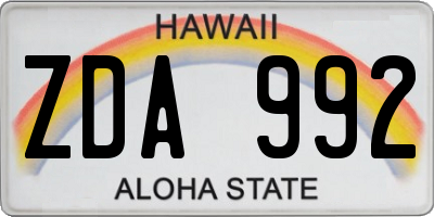 HI license plate ZDA992